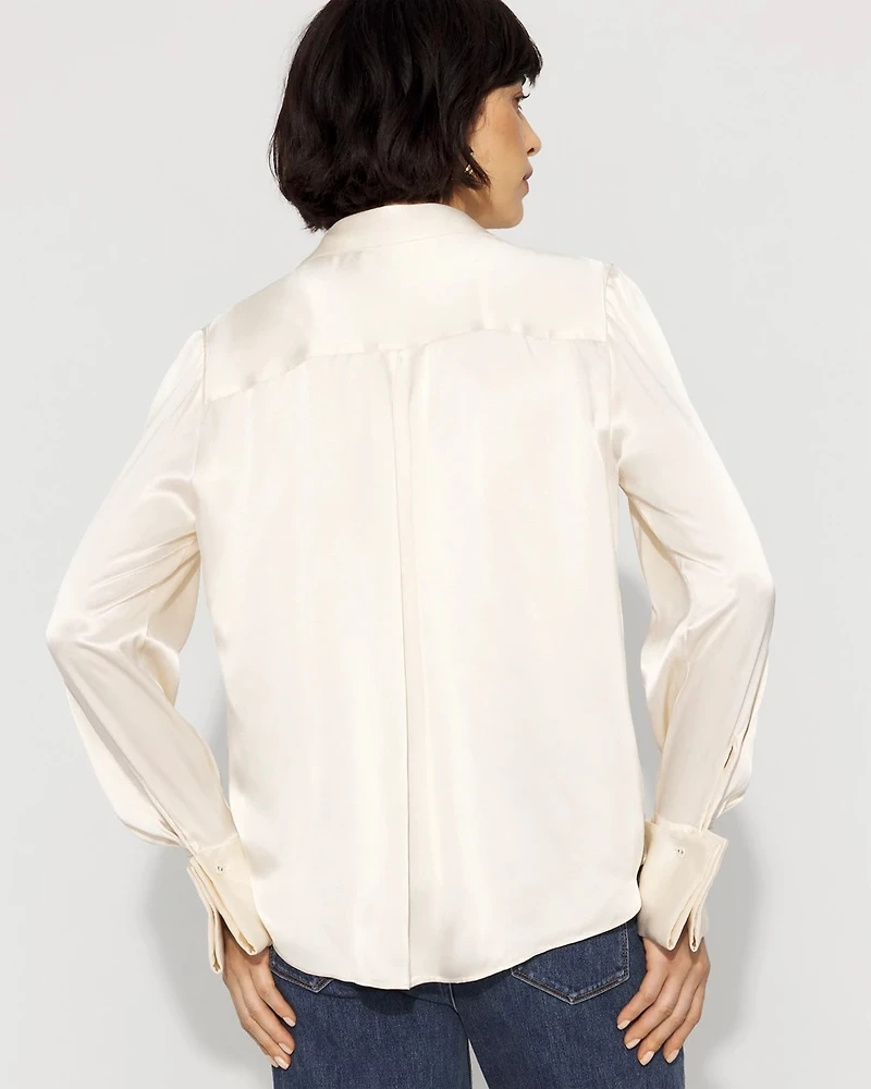 Satin Tuxedo Cuff Shirt