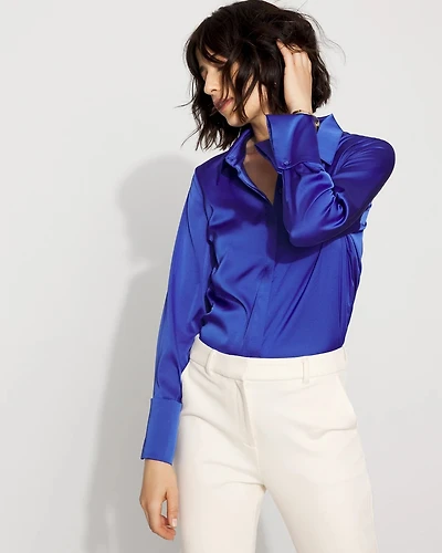 Satin Tuxedo Cuff Shirt