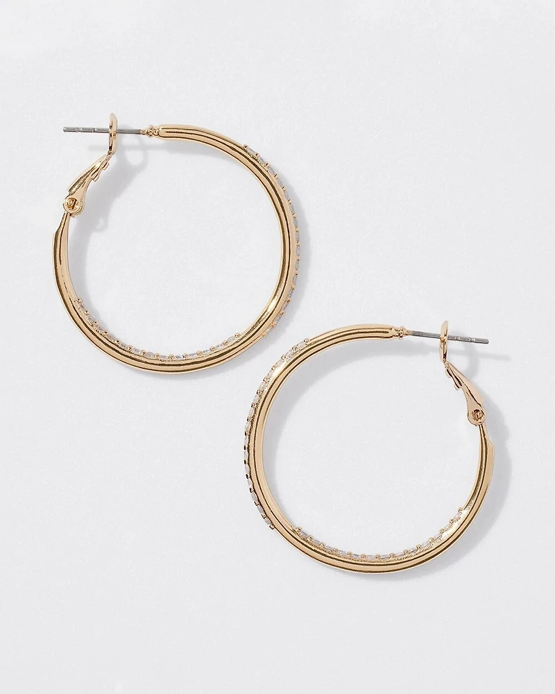 Gold Small Pave Hoop Earring