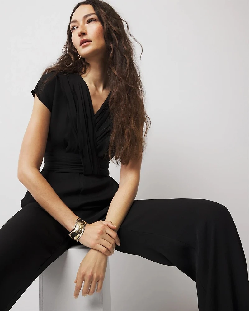 Petite Crossover-Front Jumpsuit