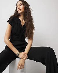 Petite Crossover-Front Jumpsuit