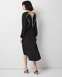 Petite Contrast Ruffle Midi Dress
