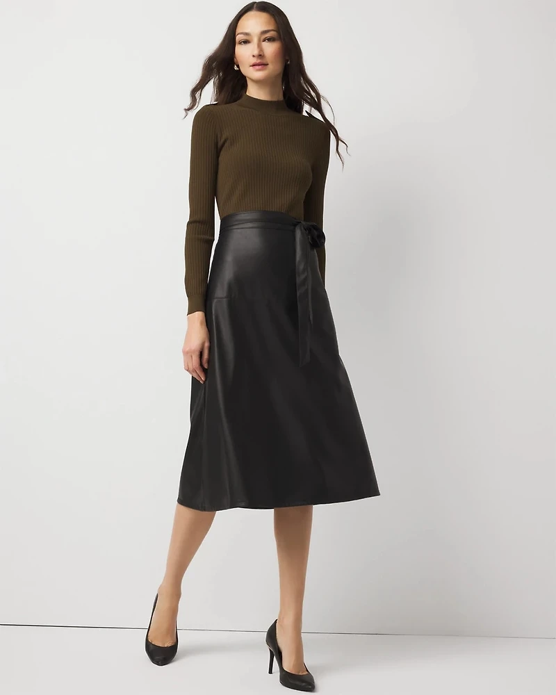 Long Sleeve Faux Leather Dress