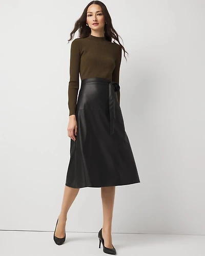 Long Sleeve Faux Leather Dress