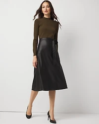Long Sleeve Faux Leather Dress