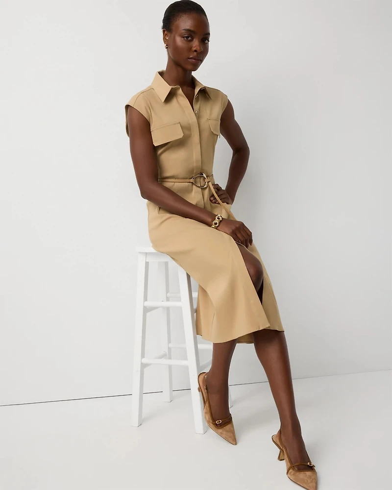 Belted Midi Shirt Dress
