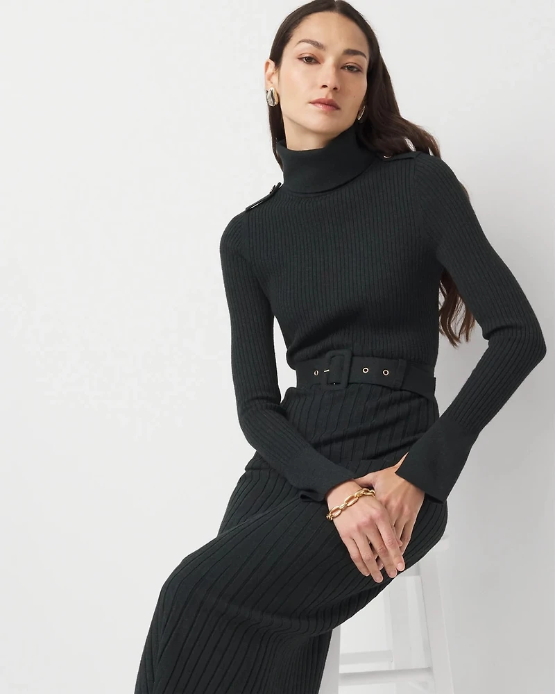 Turtleneck Sweater Midi Dress