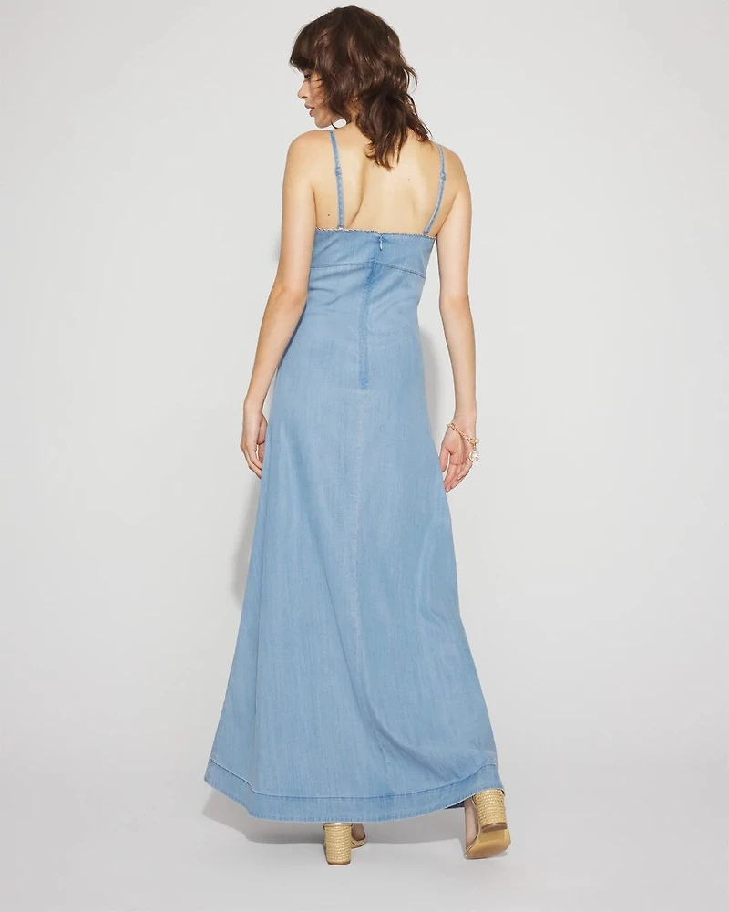 Chain Detail Denim Maxi Dress