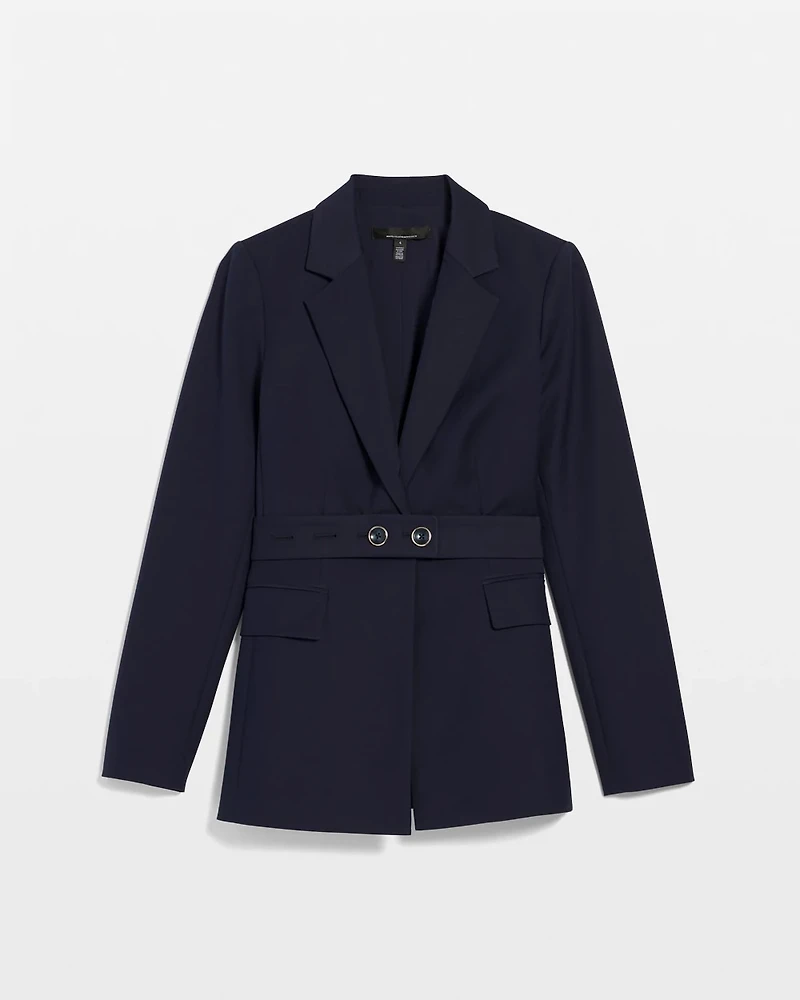 Belted One-Button Blazer Comfort Stretch