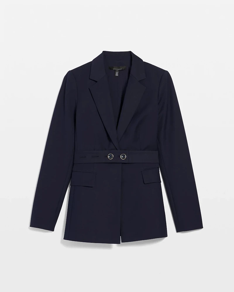 Belted One-Button Blazer Comfort Stretch