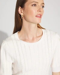 Pointelle Puff Sleeve Sweater
