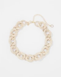 Natural Raffia + Crystal Link Necklace