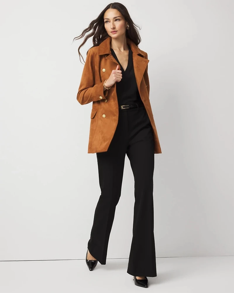 Faux Suede Trench Coat