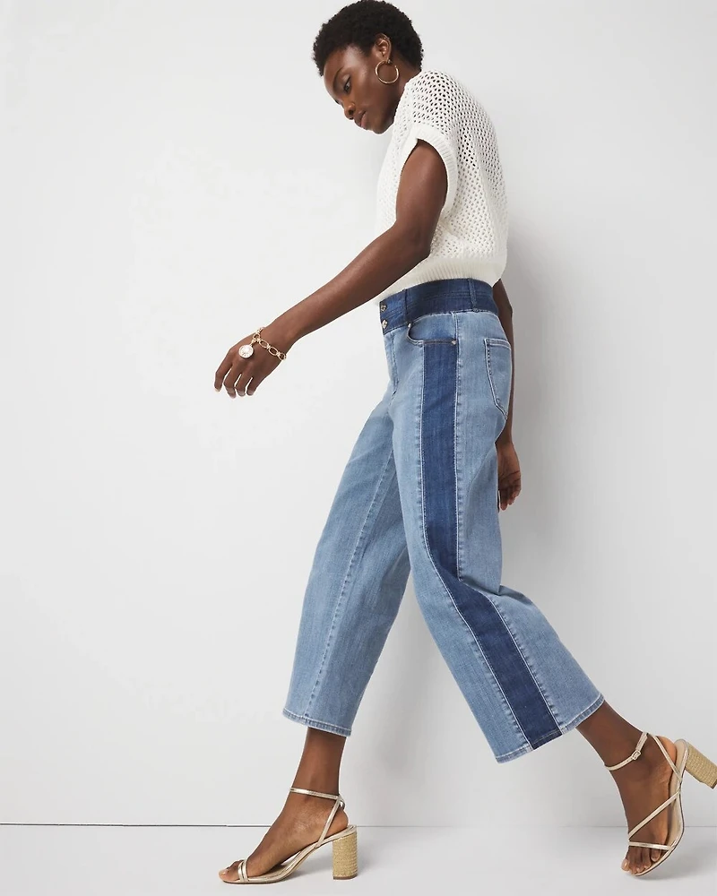 Extra High-Rise Colorblocked Wide Leg Cropped Jean