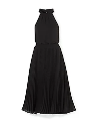 Pleated Halter Midi Dress