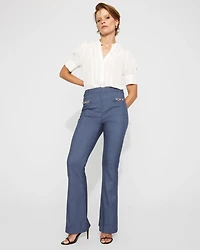 High-Rise Piper Denim-Look Flare Pant