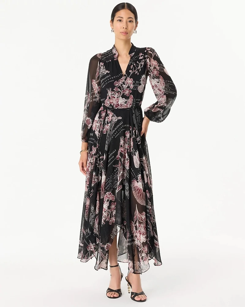 Handkerchief Hem Chiffon Midi Dress