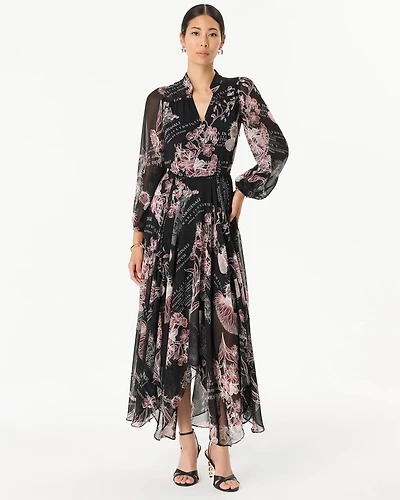 Handkerchief Hem Chiffon Midi Dress