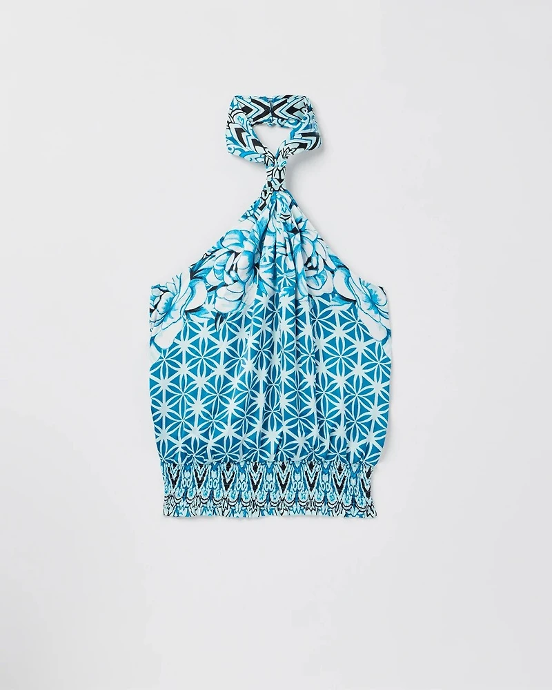 Sleeveless Smocked Bottom Halter Top