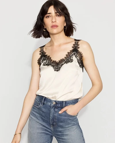 Lace Trimmed Satin Camisole