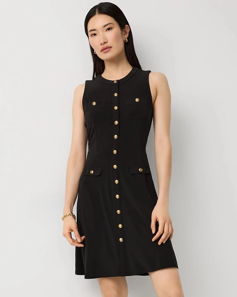 Sleeveless Button Front Dress