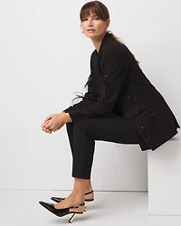 Feather Embellished Double-Breasted Blazer