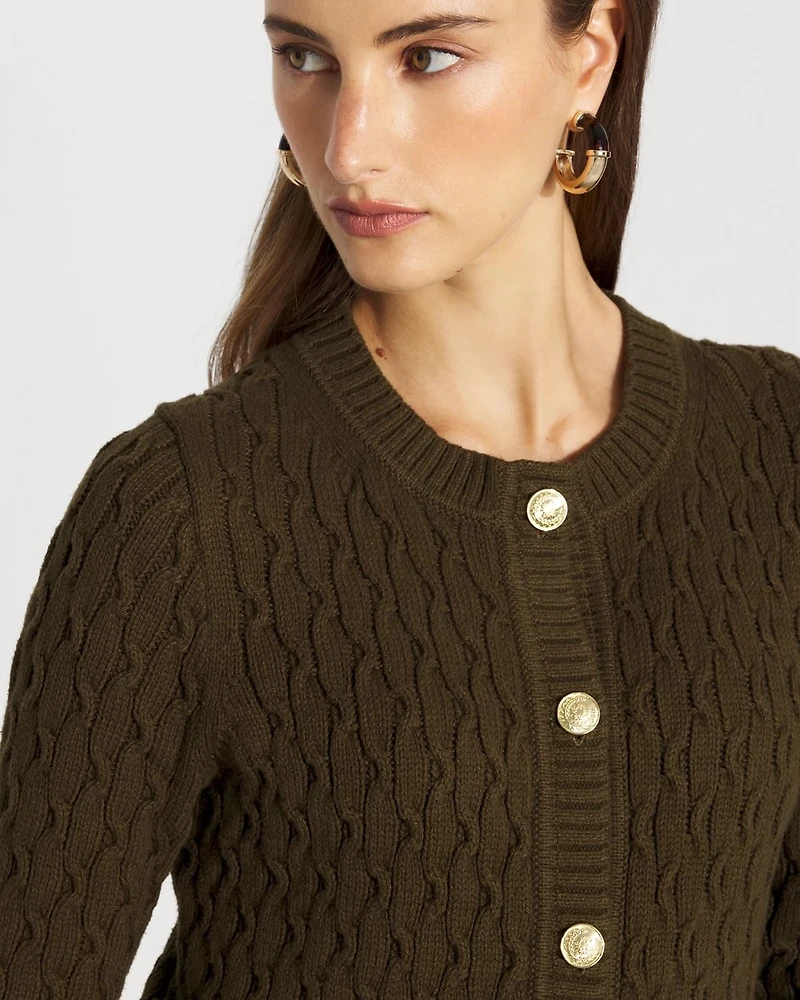 Longline Cable Knit Cardigan Sweater
