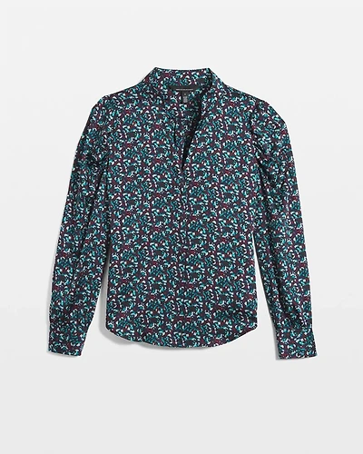 Y-Neck Ruched Shoulder Shirt
