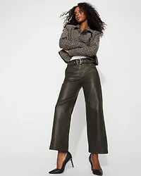 Coated High-Rise Wide-Leg Crop