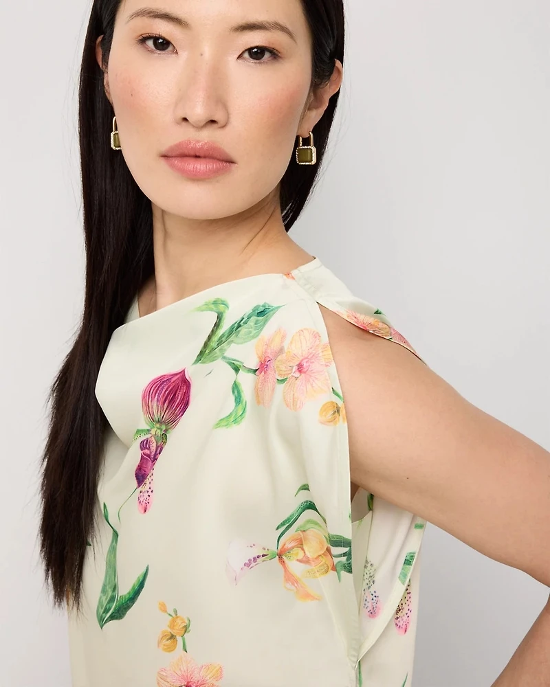 Satin Petal Sleeve Blouse