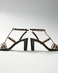 Strappy Studded Mid-Heel Sandal