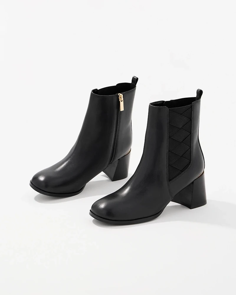 Faux Leather Heeled Ankle Boots