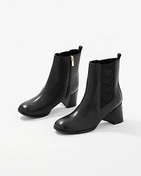 Faux Leather Heeled Ankle Boots