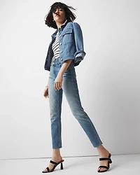 Extra High-Rise Double Waistband Slim Ankle Jeans