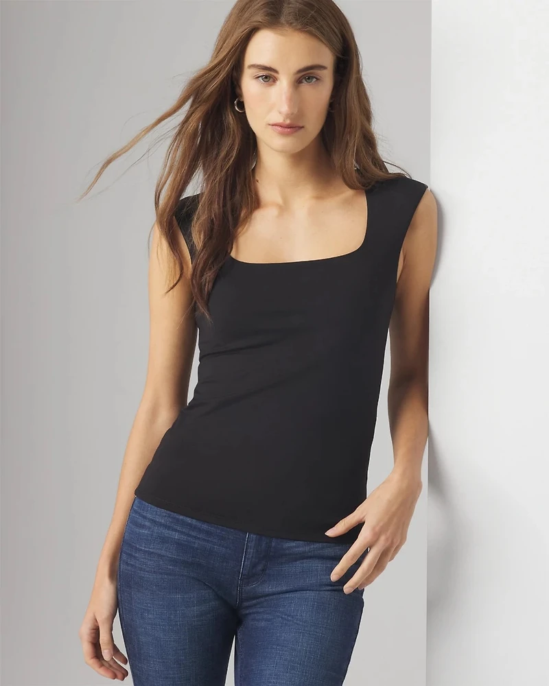 WHBMFORME™ Square Neck Cap Sleeve Top