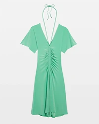 Short Sleeve Ruched Front Matte Jersey Dress