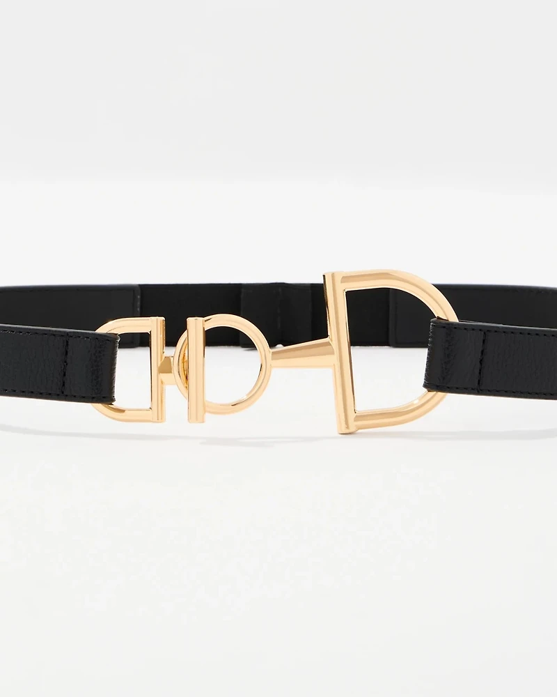 Horsebit Faux Leather Skinny Waist Belt