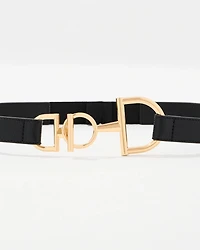 Horsebit Faux Leather Skinny Waist Belt