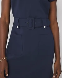 Petite Belted Ponte Shirt Dress