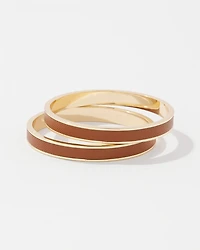 2-Pack Cognac Textured Leather Bangles
