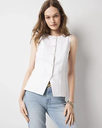 Denim Button Front Vest