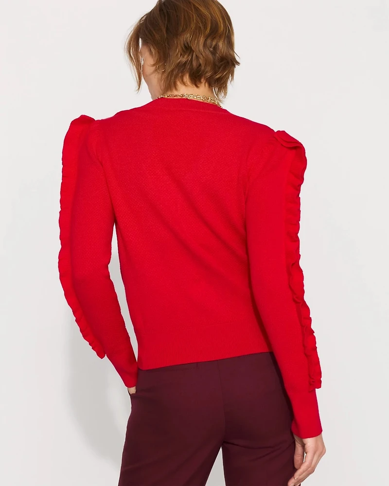 Ruffle Sleeve Pullover Sweater