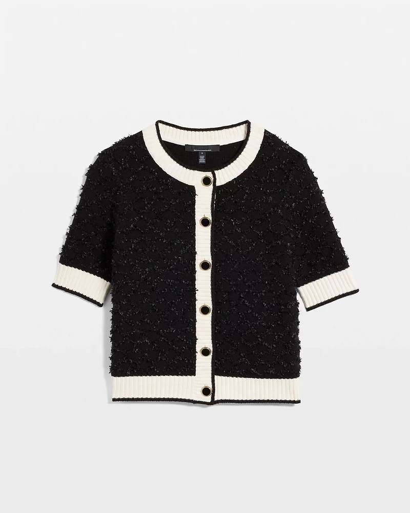 Bouclé Elbow Sleeve Cardigan