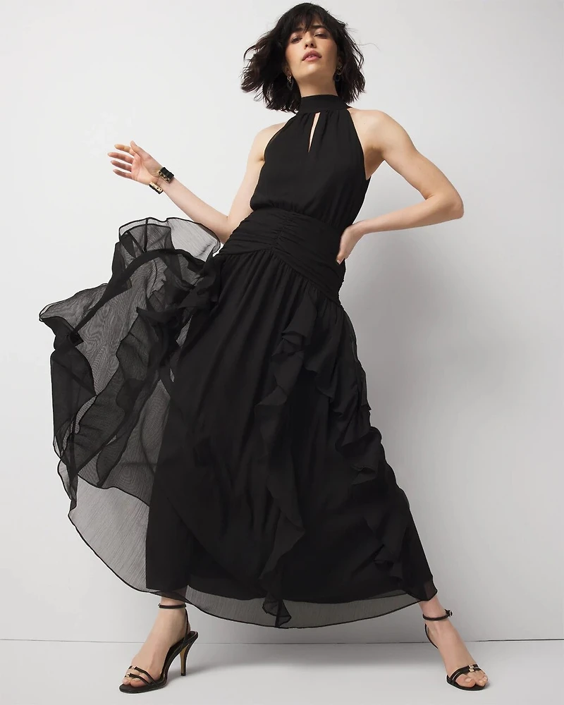 Ruffle Halter Maxi Dress