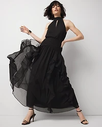 Ruffle Halter Maxi Dress