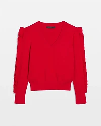 Ruffle Sleeve Pullover Sweater