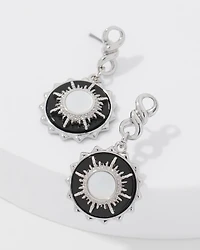 Silver Onyx Charm Drop Earrings