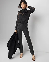 Rose Print Burnout Blouse