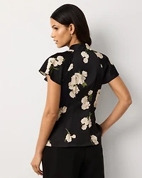 Flutter-Sleeve Satin Shirt