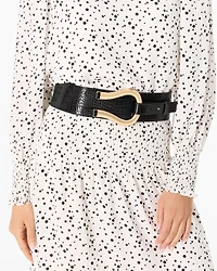 Faux Croc Wide Waist Belt